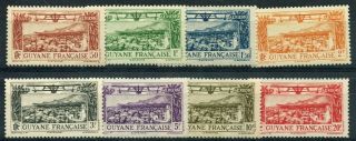 Weeda French Guiana C1 - C8 Mh 1933 Issue Air Post Stamps Cv $6.  00