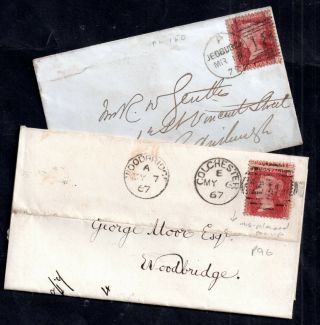 Gb Qv 1d Penny Red Covers X 2 Plates 150 & 96 Ws14999