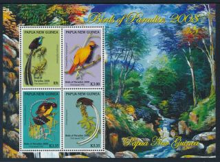 2008 Papua Guinea Birds Of Paradise Minisheet Fine Mnh