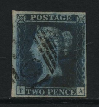 Great Britain 1841 Qv 2d Blue Imperf Stamp