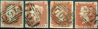 Four 1d Red Imperfs - Ta With Crease,  Others All Four Margin Without Fault