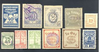 Denmark 13 Local Stamps - - Railway Revenues Etc.  Most Vf