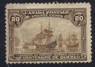 Canada 1908 Quebec Tercentenary 20c Brown Sg195 With Faults Good Spacefiller