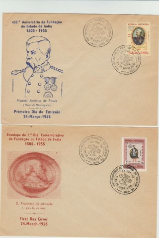 Portugese India 1956 2 Fdc 450 Th Anniv.  Issues