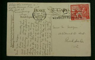Postmark Empire Exhibition Wembley Park Stamp 1924 Cancel On Exhibition Postcard