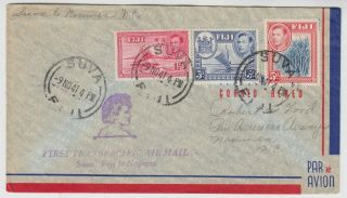 Fiji 1941 Suva - Noumea Caledonia Official Trans - Pacific Air Mail Ffc