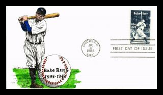 Dr Jim Stamps Us Hand Colored Babe Ruth Baseball Cachet First Day Cover Chicago
