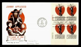 Dr Who 1966 Fdc Johnny Appleseed Folklore Jackson Cachet Plate Block E66803