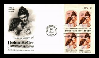 Dr Jim Stamps Us Helen Keller Centennial First Day Cover Plate Block