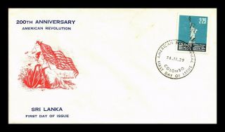 Dr Jim Stamps Bicentennial American Revolution Fdc Sri Lanka Scott 513 Cover
