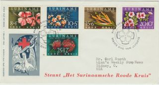 Suriname 1962 Fdc Red Cross Fund Issue