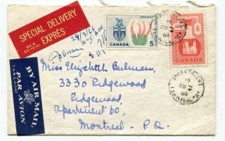 Canada Ont Toronto 1966 Airmail Special Delivery Rate Cover To Montreal -