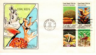 August 26 1980 15 Cent Coral Reefs Fdc First Day Cover