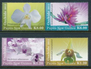 2012 Papua Guinea Orchids Set Of 4 Fine Mnh
