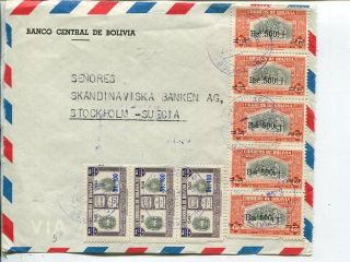 Bolivia Air Mail Cover Front To Sweden 1958