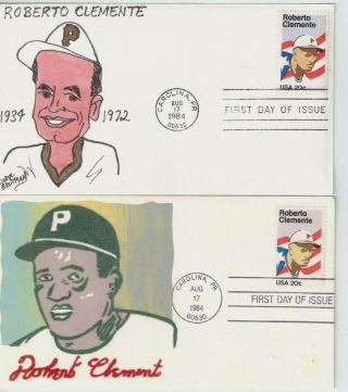 Two Colorful 1984 Roberto Clemente First Day Cover