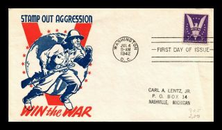 Dr Jim Stamps Us Win The War First Day Cover Scott 905 Patriotic Cachet Wwii