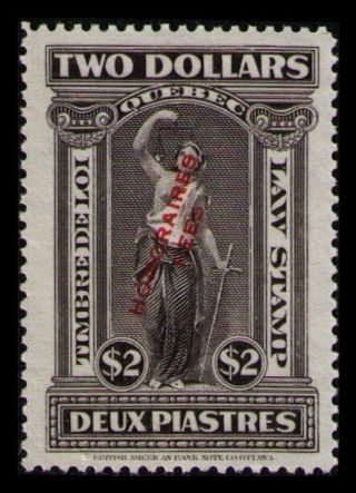 Quebec Revenue Tax Vintage 1923 $2 Ql83 Vf Mng Overprint Law Stamp Cv $15.
