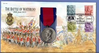 Battle Of Waterloo 1815 One Hundred Days 2001 Benham Medal Cover