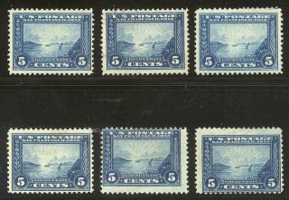 U.  S.  399 (x6) - 1913 5c Pan - Pacific ($390)