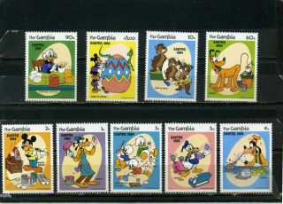 Gambia 1984 Walt Disney Easter Set Of 9 Stamps Mnh