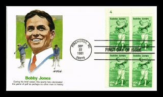 Dr Jim Stamps Us Bobby Jones Golf Champion First Day Cover Plate Block