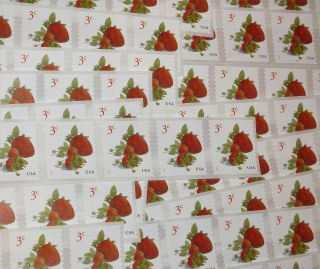 120 3¢ 3 Cent 3c Strawberries U.  S.  Us Postage Stamps 24 Strips Of 5