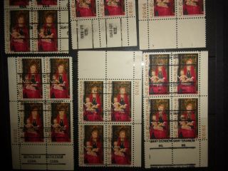 14 blocks of 4 US precancel EFO stamps P Hawaii MO Ohio NH OG ID 2195 4