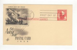 Sss: Artcraft Postal Card Fdc 1958 5c Air Mail Eagle In Flight Sc Uxc2
