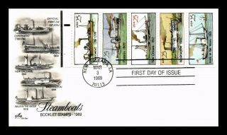 Dr Jim Stamps Us Steamboats Booklet Pane Fdc Cover Art Craft Scott 2405 - 09