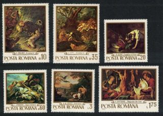 Romania Hunt Paintings In Romanian Galleries 6v Mnh Sg 3756 - 3761