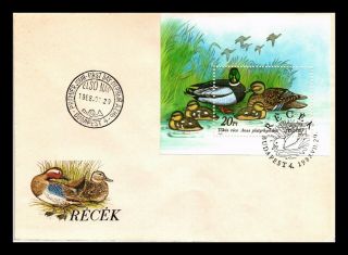 Dr Jim Stamps Wild Ducks Fdc Souvenir Sheet Hungary European Size Cover