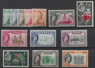 Fiji 1959 - 1963 Qeii Definitives Sc 163 - 175 Mnh Og Set $40.  25