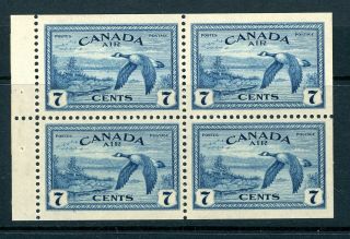 Canada 1946 7c Blue Airmail In Booklet Pane Of 4 Um/mnh