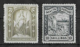 Malta 1899 - 1901 Hinged Set Of 2 Key Values Sg 34 - 35 Cv £150