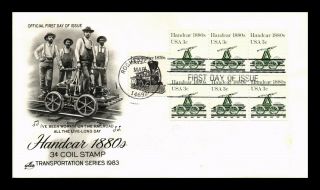 Us Cover Railroad Handcar 3c Coil Transportation Series Fdc Stained Front