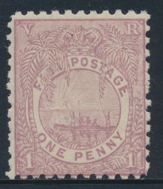 1896 Fiji 1d Pale Mauve Hinged Sg88 Perf 11x11