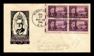 Dr Jim Stamps Us White House Franklin D Roosevelt Fdc Ioor Cover Scott 932 Block