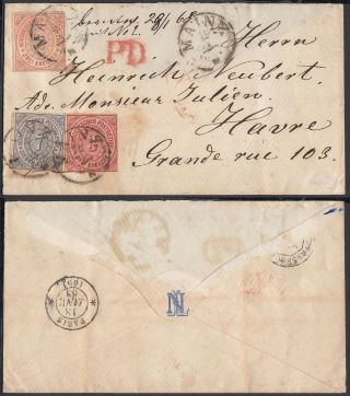 Germany North German Conf.  1868 - Cover Mainz To Le Havre France 36372/15