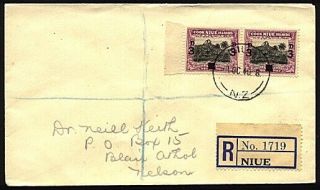 Niue 1940 Pair 3d Opts On Registered Cover To Zealand. . .  76114