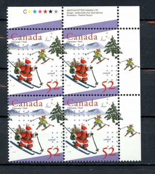 Canada Mnh Plate Block 1628 Christmas Unicef 1996 Winter Scenes Ur G272