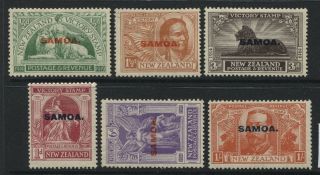 Samoa Overprinted Kgv 1920 Victory Issue Set O.  G.