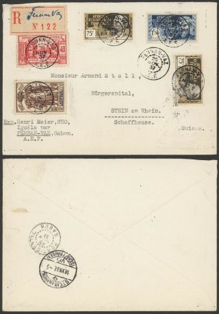Gabon 1937 - Registered Cover To Switzerland Vg