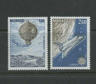 Space Shuttle Balloon Two Centuries Aeronautics 2 Mnh Stamp 1983 Monaco 1368 - 9