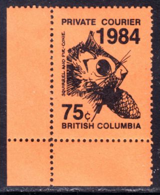 British Columbia 1984 75c Private Courier Stamp,  Og - Nh