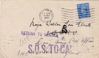 Gb Wwii 1944 Cover To A Major Canada Army Uk Then Returned Sos To Canada 57