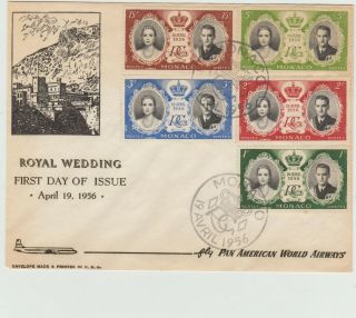 Monaco 1956 Fdc Royal Wedding Issue Pan American Airways Cover