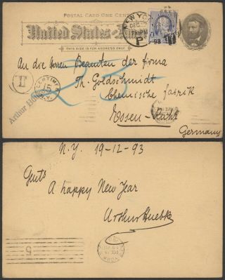 Usa 1893 - Postal Stationery York To Essen Germany 30240/4