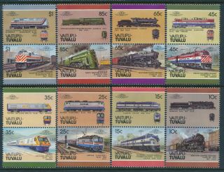 1987 Tuvalu - Vaitupu Locomotives 3rd Series Set Of 16 Fine Mnh (low)