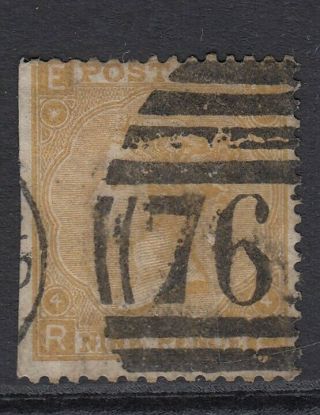 Gb Qv 9d Straw Sg110 Plate 4 1867 Cut Down Wing Margin Stamp